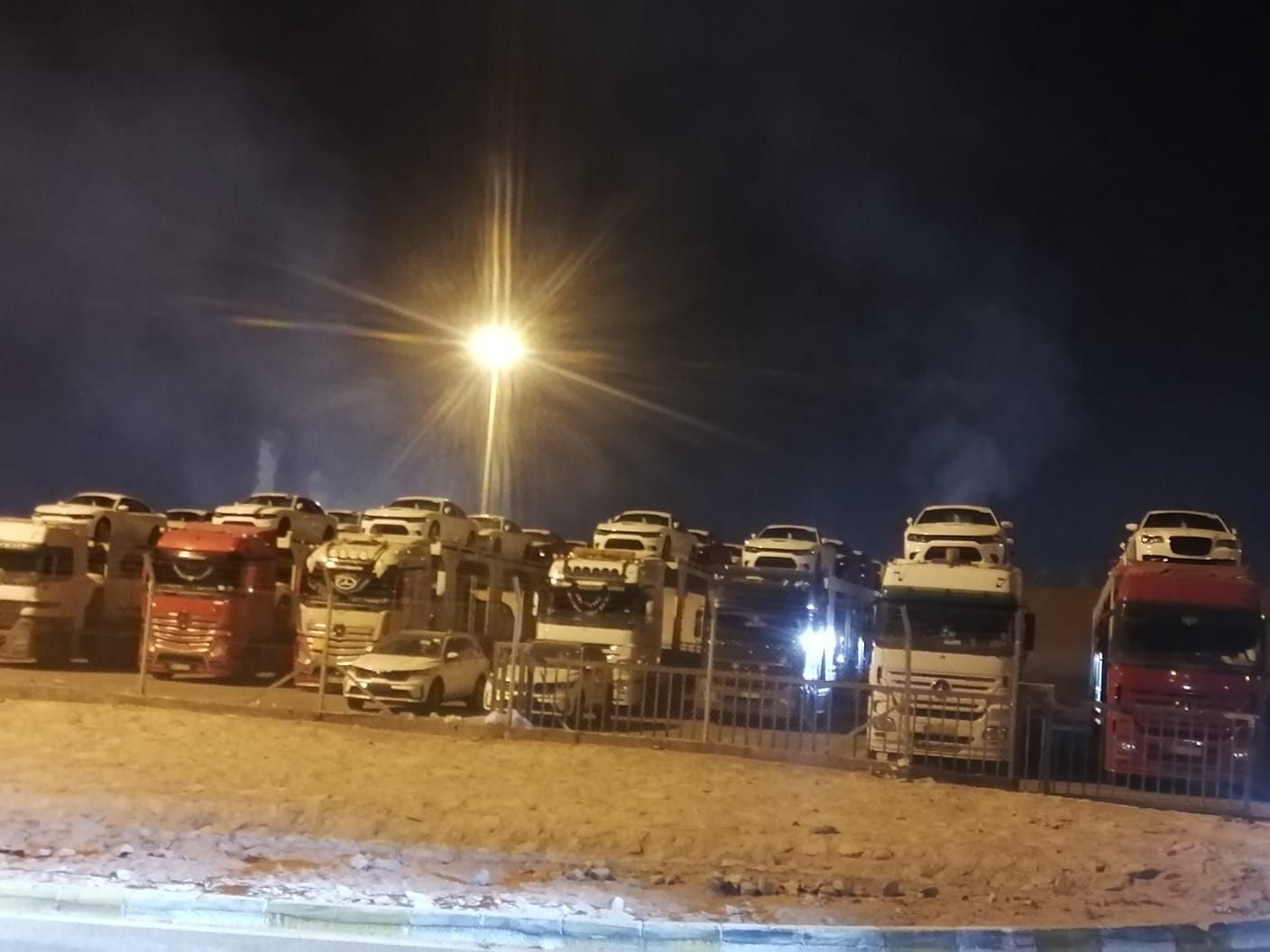 Car Carriers at Night